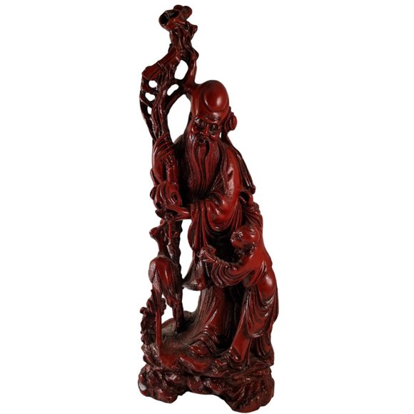 Chinese Shou Lao Shou Xing Large Statue | 11" Tall | - Picture 2 of 8